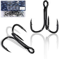 Pristis 3X Strong Fishing Treble Hooks, High Carbon Steel Sharp Barbed Tripple Round Bend Hook Kit Set for Lure Bait, Needle Point for Saltwater Freshwater Bass Trout Tuna Catfish Pike - size: #4 - 32 Pack