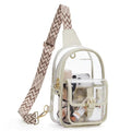 Missnine Anti-Theft Clear Sling Bag Clear Fanny Pack Stadium Approved Crossbody Bag Purse Trendy Heavy Duty Transparent Chest Bags with Guitar Strap for Concerts Sport Events - color: P-light Tan[anti-theft]
