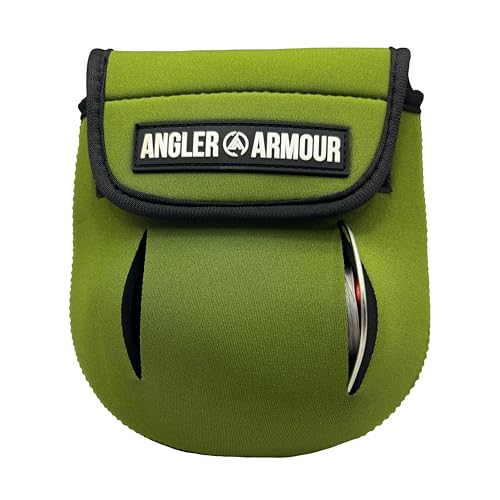 Angler Armour Spinning Reel Cover, Fishing Reel Cover, Neoprene Spinning Reel Case, Spinning Reel Sleeve, Spinning Reel Protective Pouch, Fits 1000, 2000, 3000, 3500 Series Reels (Green) - color: Olive Green