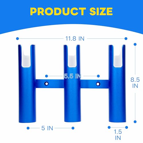 Aluminium Fishing Rod Holders for Boat, Wall-Mounted Fishing Pole Roof Rod Rack,Surf Fishing Rod Holder for Truck, Boats & Yacht - color: 3 Tubes Blue