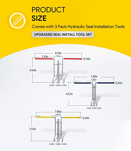 3 Pack Hydraulic Seal Installation Tools, Hydraulic Cylinder Piston Repair Seal Kit, U-Cup Rod Seal Installation Tool Kits Upgraded Seal Twistor Install Tool Set - size: pkg of 3