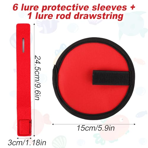 6pcs Fishing Lure Protective Covers with Rod Straps, 15cm/5.9in Bait Gloves Hook Storage Protectors for Safe Fishing Gear Organization