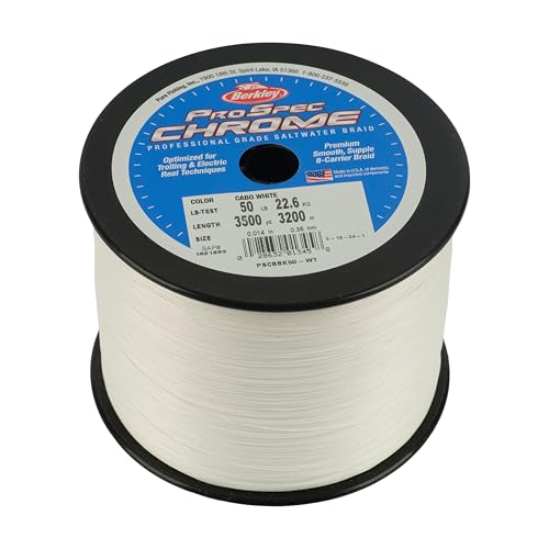 Berkley ProSpec Chrome Braid Fishing Line, Suitable for Saltwater Environments - color: White, size: 20lb - 3500yd