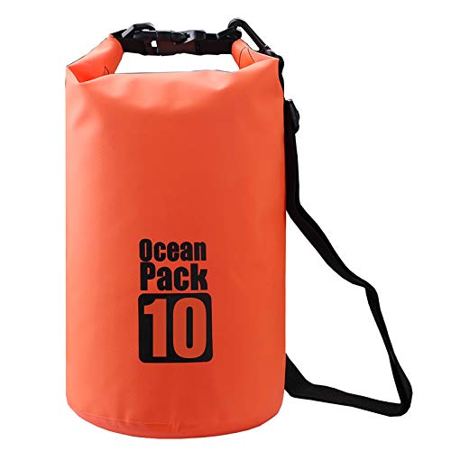 2L/3L/5L/10L/15L/20L/30L 500D Tarpaulin Heavey-Duty PVC Water Proof Dry Bag Sack for Kayaking/Boating/Canoeing/Fishing/Rafting/Swimming/Camping/Snowboarding - color: Orange, size: 10L