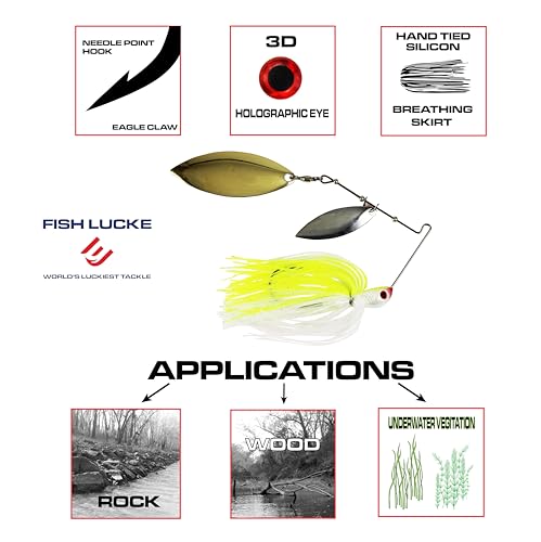 Luck E Strike Jimmy Houston Legends Spinner Bait with Willow Blades - color: Chartreuse / White, size: 3/8 OZ
