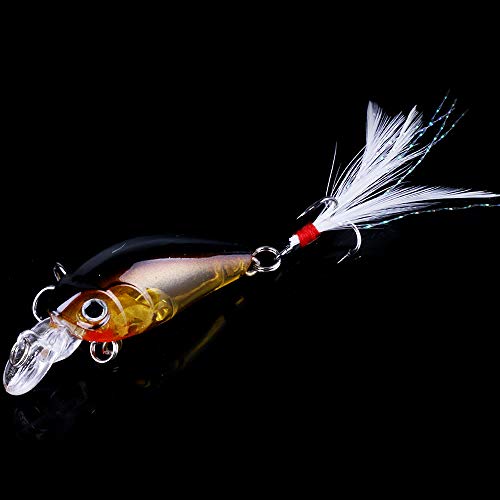 5 Pack Minnow Fishing Lure Crank Bait, Fishing Bass Lures Hard Artificial Bait, Crankbait Fishing Lures Hooks 3D Eyes for Bass Fishing Lure Freshwater and Saltwater