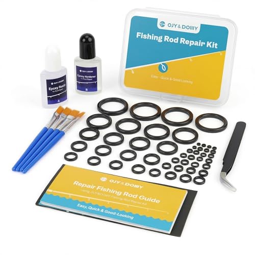 Fishing Rod Repair Kit,Fishing Pole Eyelet Ceramic Insert Eyes Repair with 52 Guide Rings and Supplies - color: 1 IN 1