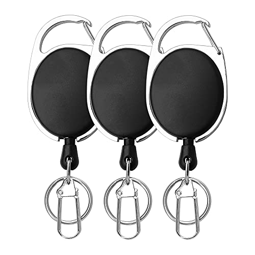 SAMSFX Fly Fishing Zinger Retractor for Anglers Vest Pack Tool Gear Assortment Combo 3pcs in Pack - color: Retractor With Ordinary Clips, 24" Nylon Cord