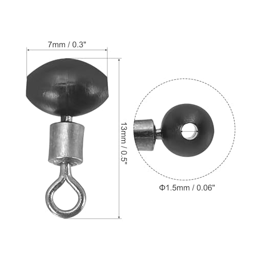 PATIKIL Cross-Line Fishing Swivels Bead, T Shape Pulley Slide Rig Rolling Swivels Fishing Hooks Connector Terminal Tackle - color: Black, size: 0.5"x0.3"