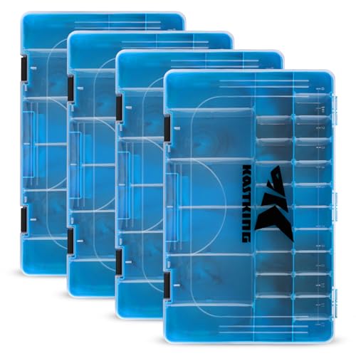 KastKing Tackle Boxes, Plastic Box, Plastic Storage Organizer Box with Removable Dividers - Fishing Tackle Storage - Box Organizer - 2 Packs /4 Packs Tackle Trays - Parts Box - color: Blue Camouflage, size: 3700(4Pack)
