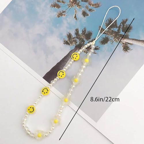 Beaded Phone Lanyard Wrist Strap Phone Charms Fixed Beads Pearl Chain - color: PC-xl-2