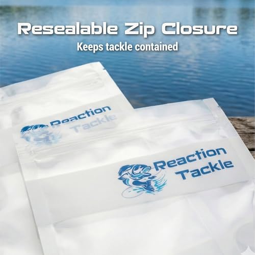 Reaction Tackle Clear Bait Bags for Soft Plastics, Resealable Fishing Organizer Pouches with Write On Label Area, Tear Resistant Storage for Lures, Worms, and Terminal Tackle, 20-Pack - size: 20-Pack