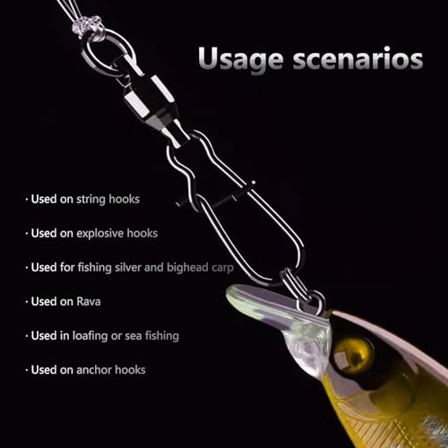 YHC 30pcs Black Nickel Fishing Ball Bearing Swivels Fishing Tackles Stainless Heavy Duty Terminal Tackle Fishing Snaps - size: #6-30PCS