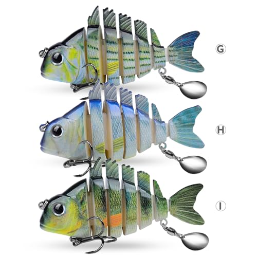 Crankbait Fishing Lure Pike Muskie Lures Lifelike Multi Jointed Swimbait Segement Hard Minnow Bait Treble Hook - color: HS078GHI-3pcs/set