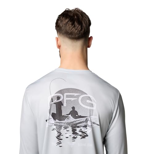 Columbia Men's Terminal Tackle PFG Tarpon Rise Long Sleeve - color: Cool Grey/Trout Rise, size: Large