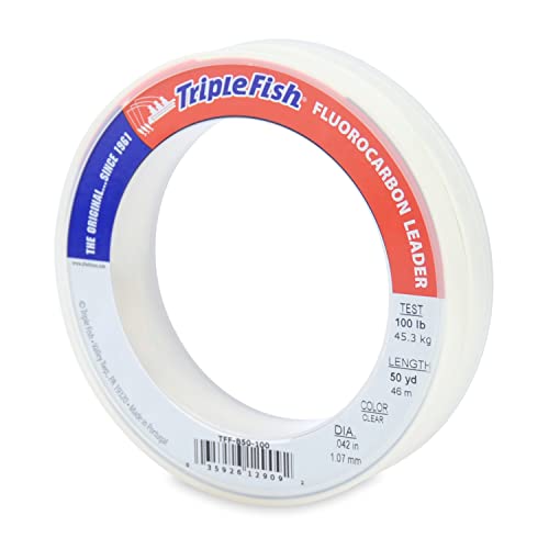Triple Fish 100% Fluorocarbon Fishing Leader - Clear Invisible Strong and Heavy Duty Highly Abrasion Resistant, Fast Sinking Freshwater & Saltwater - style: 100 Lb, 50 Yd Bracelet