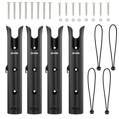 Aventik Tube Fishing Rod Holder Bracket Wall Mounted Boat Side Mount Tool Holder Tube Links with Screws 1/2/3/4/6 Pole Tube Fishing Rod Holders - color: 4-Pole Black