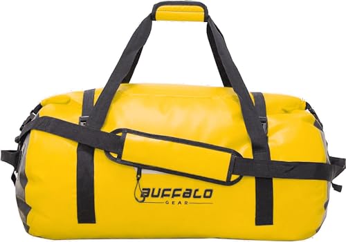 Buffalo Gear Waterproof Duffle Bag 40L 60L 80L Roll-top Dry Bag Heavy Duty Waterproof Duffel Travel Bag for Kayaking Rafting Boating Fishing Camping - color: Yellow, size: 60L