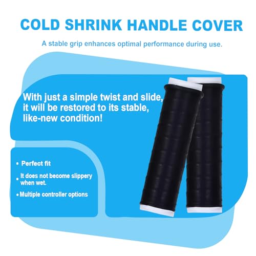 2 Pack Cold Shrink Handle Grip, Cold Shrink Handle Cover, Rubber Cold-Shrink Handle Wrap, Convenient Practical Silicone Bat Grip Tube for Fishing Rods, Rackets and Hand Tools (6.7 Inch)