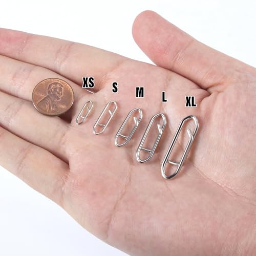 Alwonder 50-Pack Fishing Power Speed Clips, High Strength Stainless Steel Speed Clip for Fishing Lure Quick Change, Freshwater Saltwater Crankbait Popper Lures Quick Snap Connector Tackle - size: S-50LB-0.7IN