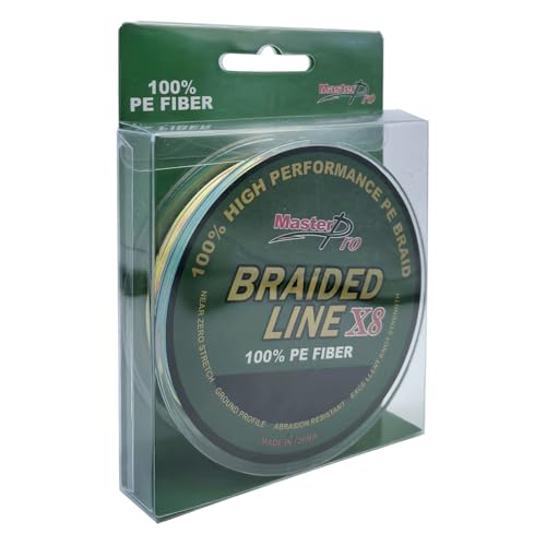 MASTERPRO 100% PE Fiber Fishing Leader Line, 300YDS, Colored, Thin Diameter Superline 25lb 30lb 40lb 50lb 80lb 100lb Near Zero Stretch 8 Strand Braided Strong String - color: 0.25mm - 300YDS, size: 30LB