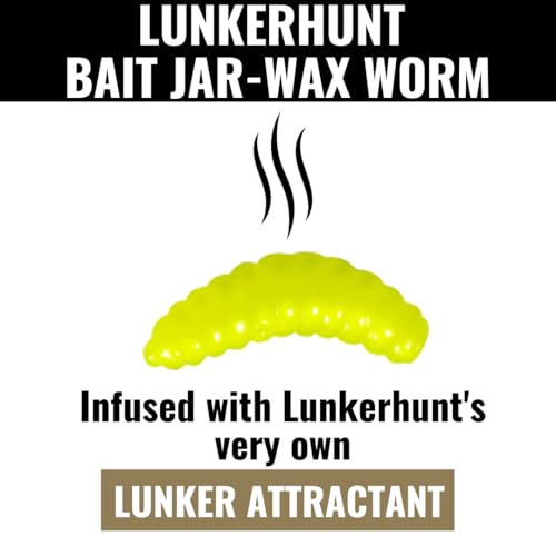 LUNKERHUNT Wax Worm for Fishing with Unique Bait Scent Attractant | 30-Piece Trout Bait Worm Jar | Durable and Realistic Soft Plastic Worms for Bass and Trout Fishing