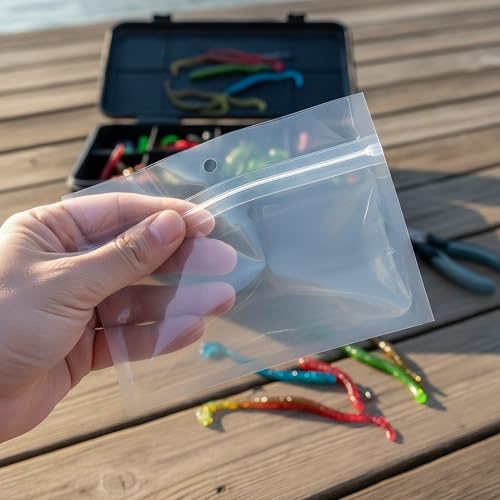 100 Pack 6" x 4" Soft Plastic Baits Bags | Heavy-Duty Clear Lock Zipper Packaging Bags - Leakproof Double-Sealed Zipper Storage for Soft Plastic Lures & Fishing Gear | Multiple Sizes - size: 6.3" x 4.7"