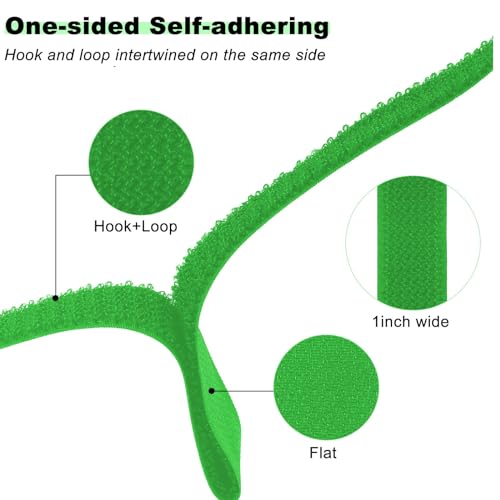 YMCRLUX 1"x16ft Hook and Loop Straps with 25 Metal Buckles, Adjustable Fastening Cable Straps, Cut-to-Length Cinch Strap, Reusable Nylon Securing Cord Ties for Organizer or Storage, 1 inch Wide,Green - size: 1in x 16ft Green