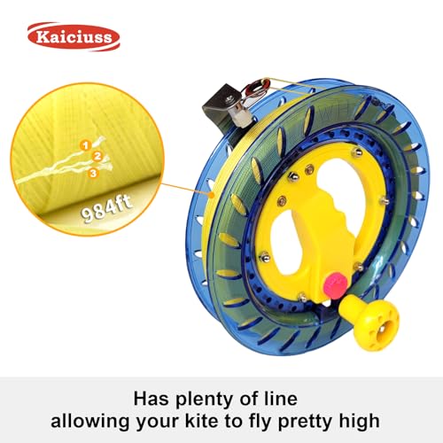 Kite Reel Winder with Line, Kite String Reel for Kids & Adults, Easy to Use Kite String and Spool, it Comes with Durable Kite Thread and Connector - size: 8 inch, style: Dark Blue Kite Reel