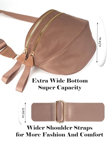 Pure Colour Crossbody Bag Bum Bag for Women,Spacious Purse Fanny Packs Belt Bag,Oversized Bum Bag (Colour Bum Bag-Coffee) - color: Colour Bum Bag-Coffee