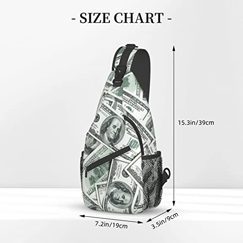 Funny American Dollar Money Sling Bag Crossbody Backpack for Men Women Heap Of One Hundred Dollar Bills Money Background Chest Bag Casual Shoulder Backpack Travel Hiking Daypack Outdoors - color: American Dollars