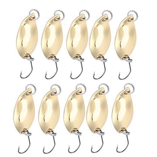 10Pcs/lot Fishing Lures Kits Wobbler Baits Spoon- Artificial Baits Sequins Bait Fishing Lures Baits Fishing Hard Lures Accessory(Gold-2.5g)