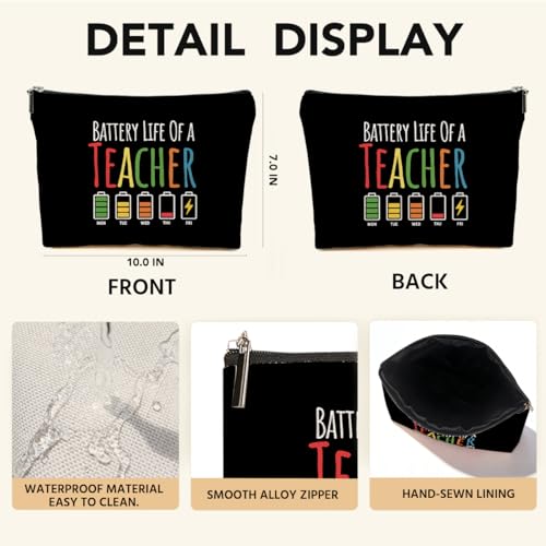 JIUWEIHU Teacher Appreciation Gifts Makeup Bag, Funny Teacher Cosmetic Bags Travel Organizer Bag Zipper Pouch, Sister Birthday Teachers Gifts for Women Sister Mom Friend Colleague - color: Multicolor 0055