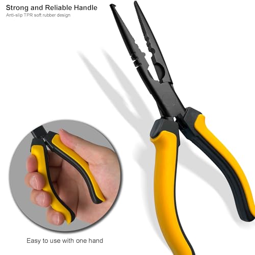7-inch Fishing Pliers with Rust-resistant Teflon Coating, Fresh/Sea Fishing Tools, Comfortable Grip Fishing Gear for Fishing Trips - style: 7" Split Ring Nose