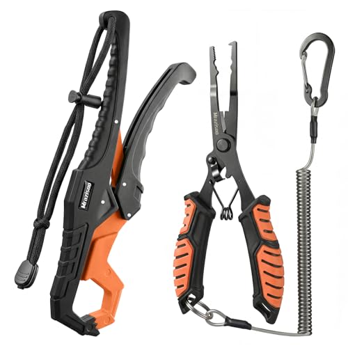 Fishing Tools Kit-Stainless Steel Fishing Pliers, Fish Lip Gripper, Multi-Functional Jaw Anti-Corrosion, Fishmen Must Have Fishing Gear - color: Orange