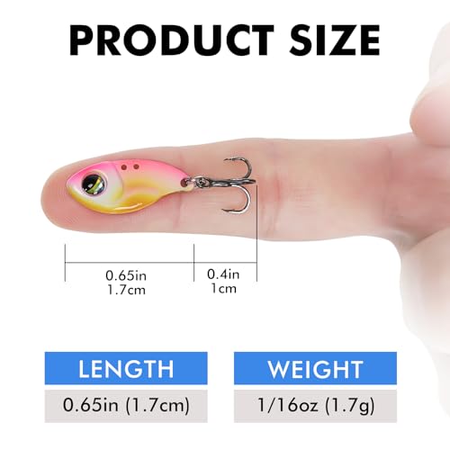 TRUSCEND Vibespinner Easy Catch Fishing Lures with BKK Hooks, Tail Spinner Baits with 4 Actions, Vibrating Swimming Flashing & Jigging for More Bites, Spoon Lures for Bass Trout Crappie Walleye Pike - color: C-0.06oz-0.65"