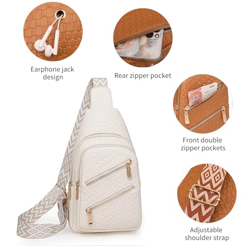 SENDEFN Small Sling Bag Crossbody Bags for Women Vegan Leather Cell Phone Cross Body Purse Fanny Packs Chest Bag for Women - color: B-white