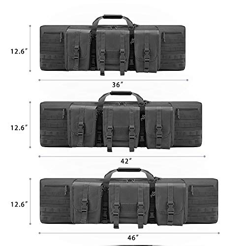 REEBOW GEAR Tactical Double Long Range Bag Outdoor Multifunctional Transportation Case Black/Tan 36/42/46 inches - color: Black, size: 36 inches