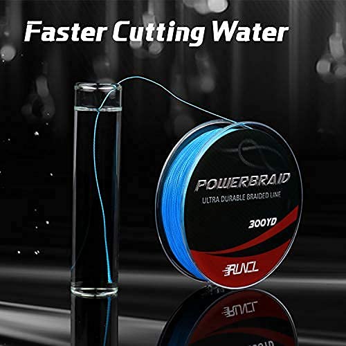 RUNCL PowerBraid Fishing Line 4/8/9 Strands, Braided Fishing Line 300/500/1000Yds - Seamless Weaving Tech, Enhanced Coating Tech, Zero Stretch, High Sensitivity, Smaller Diameter - Braid Line 15-115LB - color: Blue, size: 15LB-1000yds(4 Strands)