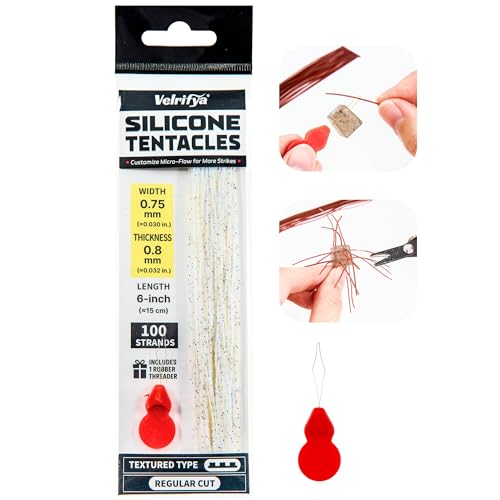 Silicone Skirt Tabs & Tentacle Strands Set for Dice Lure Builds, Japanese-Style Rubber Legs DIY Kit for Soft Baits, with Threader Tool, Fishing Lure Material for Jig Skirts - color: 09 - Ghost Pearl, size: Textured Type