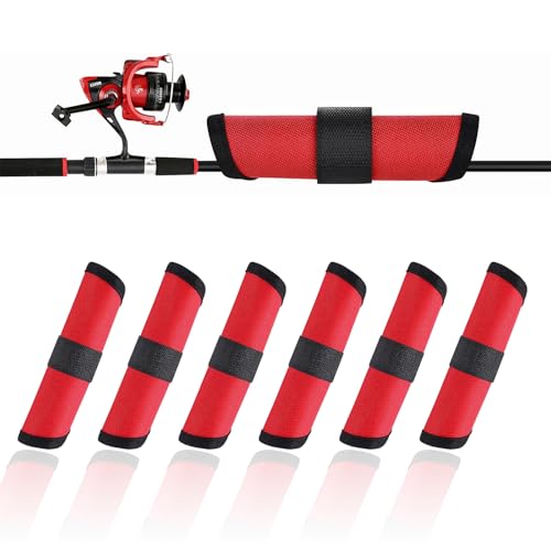 Fishing Hook Covers, 5.9 Inch Fishing Lure Covers, Lure Shield, Tackle Wraps for Most Fishing Rods，Roll Up Fishing Lure Wraps to Keep Fishermen Fishing Safe for Fishing Rod (Red) - size: 6pcs