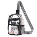 Missnine Clear Bag for Stadium Events Clear Sling Bag Fanny Pack Crossbody Purse for Sport Concert with Side Mesh Pocket - color: E-black[side Pocket]