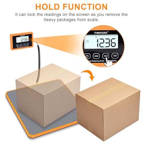 THINKSCALE Shipping Scale, 10g/1oz Precision Postal Scale - 440lb Capacity, Lightweight Postage Scale for Packages, Luggage, Mail, Ecommerce, Warehouse & Home, Battery & AC Adapter Included - color: Carbon Fiber Gray