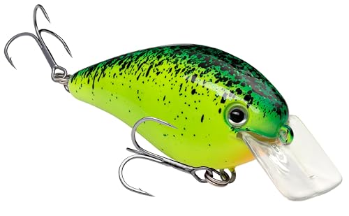 Strike King KVD 1.5 Hard Knock Fishing Lure, 3/8 oz, 3D Lifelike Eyes - color: Chartreuse with Blue / Black Splatterback, size: 3/8oz