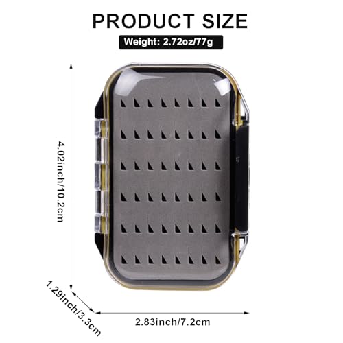 Aventik Waterproof Fly Box for Fly Fishing Double Sides Large Capacity Fly Fishing Box Streamer & Dry Fly Storage Saltwater & Freshwater - size: Size A:4.24x3.04x1.36inch