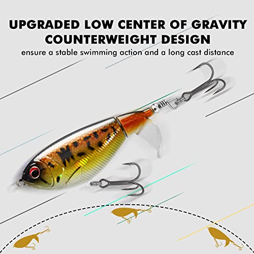 TRUSCEND Popobait Easy Catch Fishing Lures with BKK Hooks, Instant Startup, Longer Cast, Balanced Spray/Sound/Swim, Plopper Topwater Lures for Bass, Trout, Pike, Walleye, Freshwater Saltwater Fishing - color: B2-3.2",0.46oz