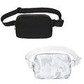 VOROLO Fanny Pack For Women And Men Crossbody Bag Belt Bag | Adjustable Strap Graduation Gifts Lightweight Travel Running - color: Black+Camo White