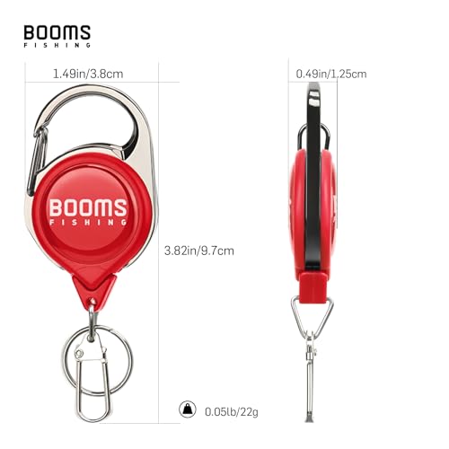 Booms Fishing RG1 Fly Fishing Zinger Retractor 3 pcs - color: Red