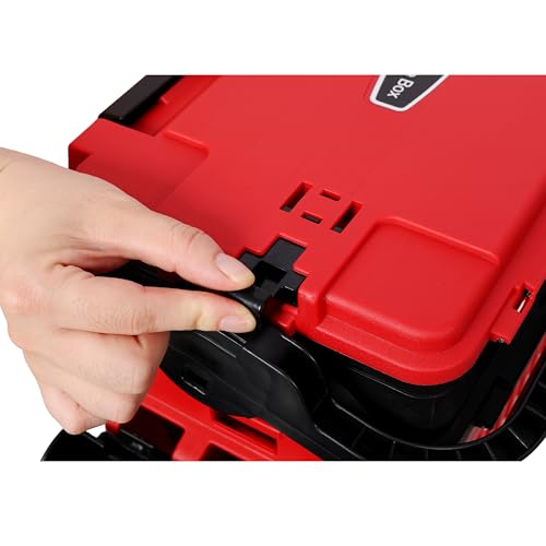 Dual-layer Fishing Tackle Box, Tackle Box Organizer Fishing Box Large, Plastic Portable Tackle Storage Box with 2pcs Rod Holder, 2pcs Cup Holder, 1pc Carring Strap - color: Red