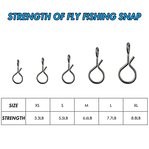 Alwonder 150-Pack Fly Fishing Snaps Twist Clips, 3/5 Sizes Stainless Steel Quick Change Lure Snaps No Knot Clip Quick Snap Fast Snap Lure Connector for Jigs Lures Fishing Clips Swivels Terminal Tackle - color: 150-Pack-3 Sizes(XS, S, M)
